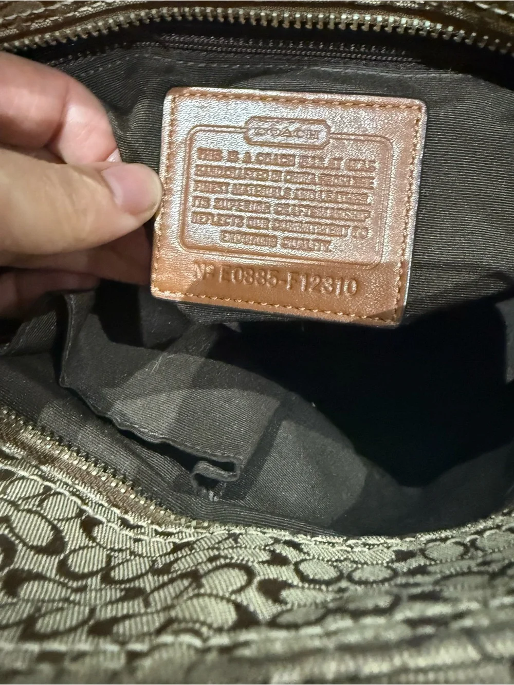 Coach SoHo Mini C Brown Signature Canvas Small Tote with Leather Trim